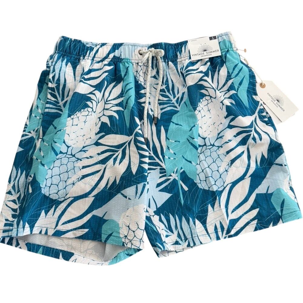 NWT Vintage Summer Swimwear Pineapple Swim Trunks Men’s Large Tropical Beach